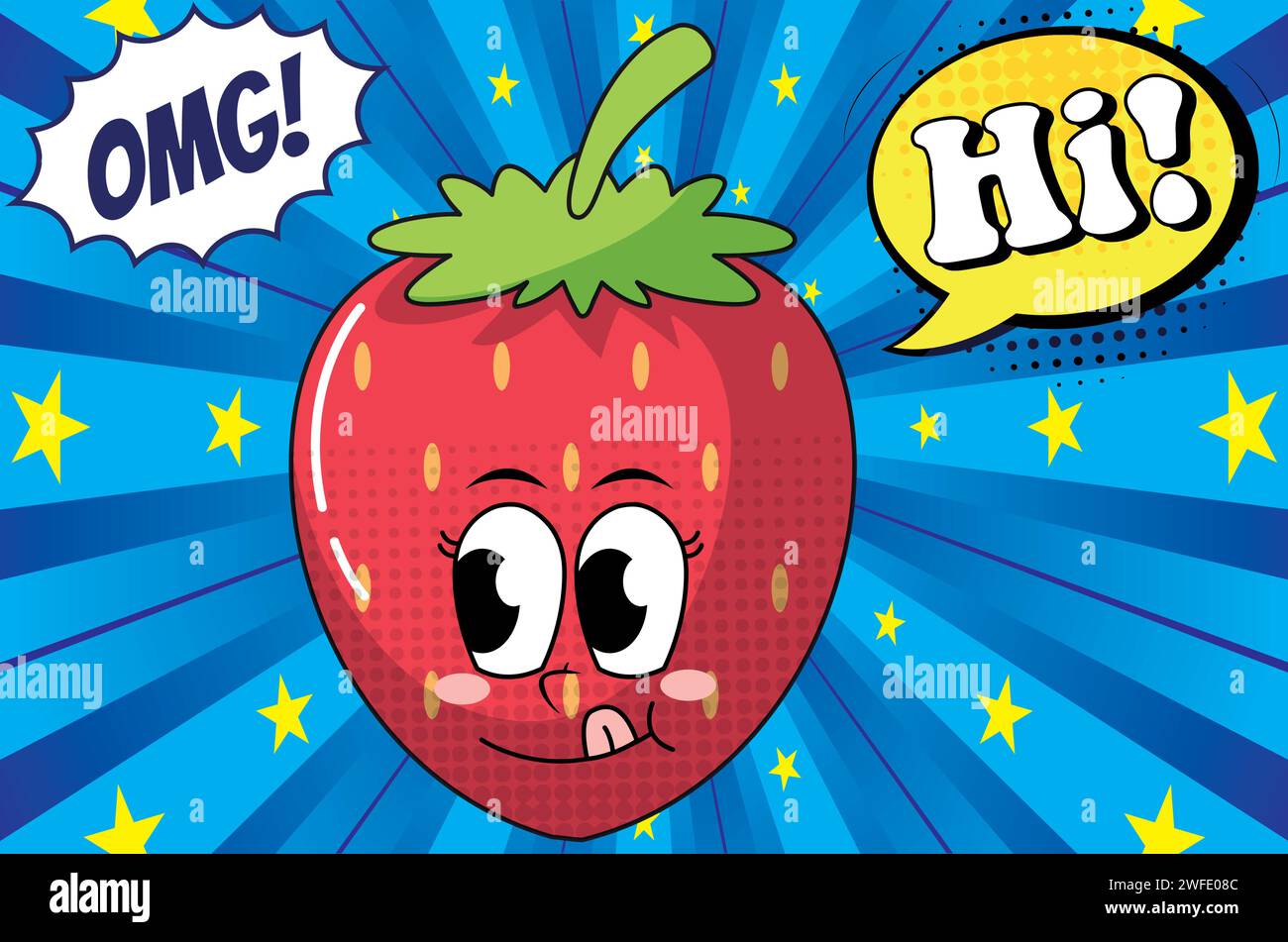image vectorielle de style pop art de dessin animé fraise Illustration de Vecteur