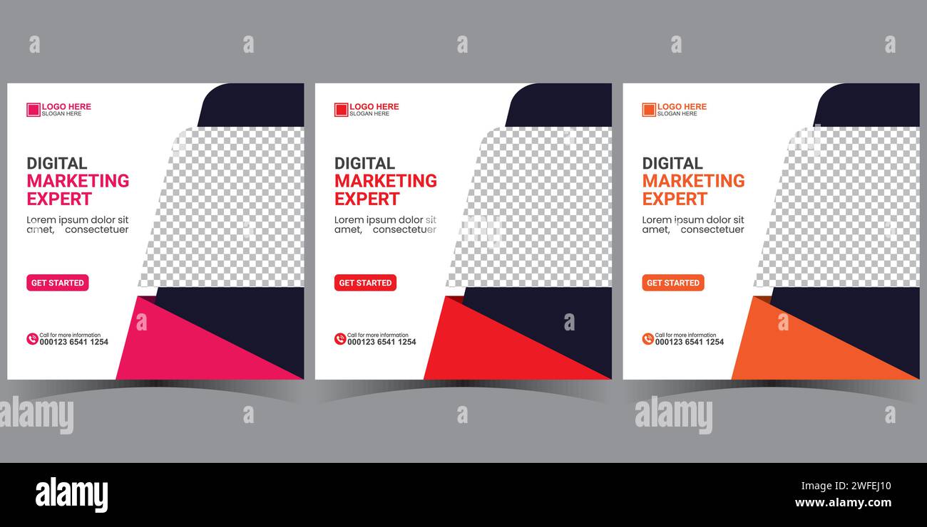 modèle de conception de publication de médias sociaux d'entreprise. modèle de médias sociaux d'entreprise. ensemble de modèle de bannière carrée. Illustration de Vecteur