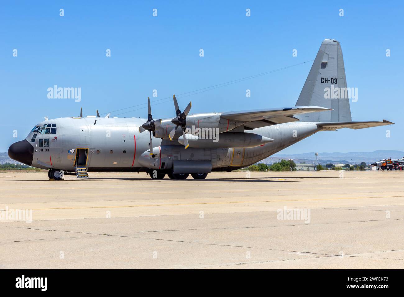 Lockheed C-130 Hercules avion cargo de l'armée de l'air belge sur le tarmac au large de la base aérienne de Saragosse. Saragosse, Espagne - 20 mai 2016 Banque D'Images