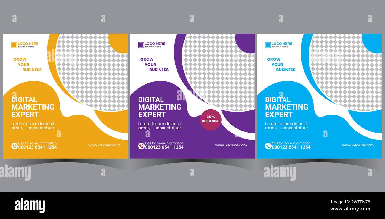 modèle de conception de publication de médias sociaux d'entreprise. modèle de médias sociaux d'entreprise. ensemble de modèle de bannière carrée. Illustration de Vecteur