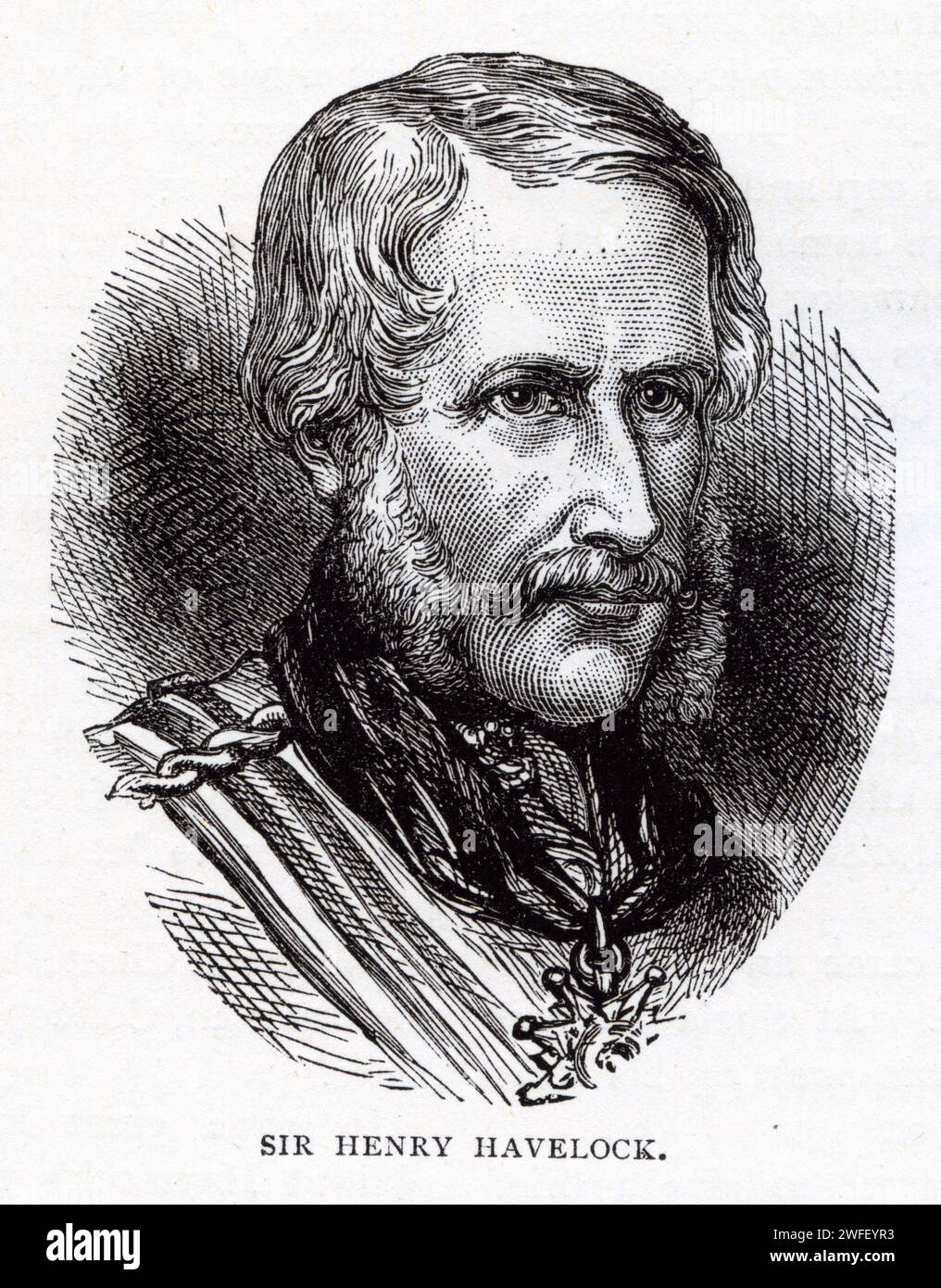 Portrait de Sir Henry Havelock. Publié circa 1900. Haavelock (1795-1857) était un général de l'armée britannique qui mena ses hommes contre Nana Sahib à Futtyporer (Fatephur) en 1857 pendant la mutinerie indienne. Banque D'Images
