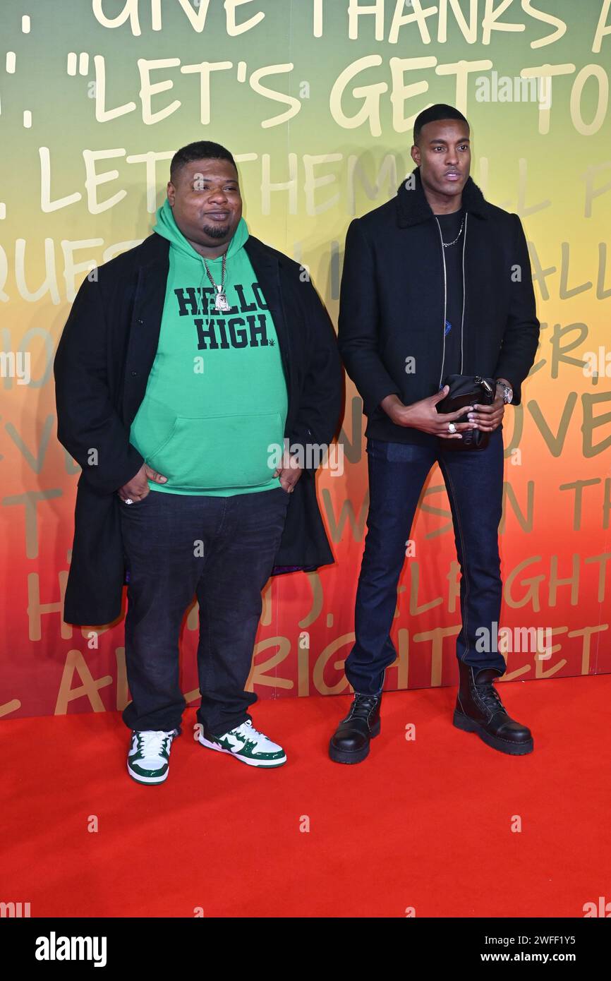 Londres, Royaume-Uni. 30 janvier 2024. Big Narstie et Stefan-Pierre Tomlin lors de la première britannique de Bob Marley, One Love au BFI IMAX Waterloo. Crédit : Nils Jorgensen/Alamy Live News Banque D'Images