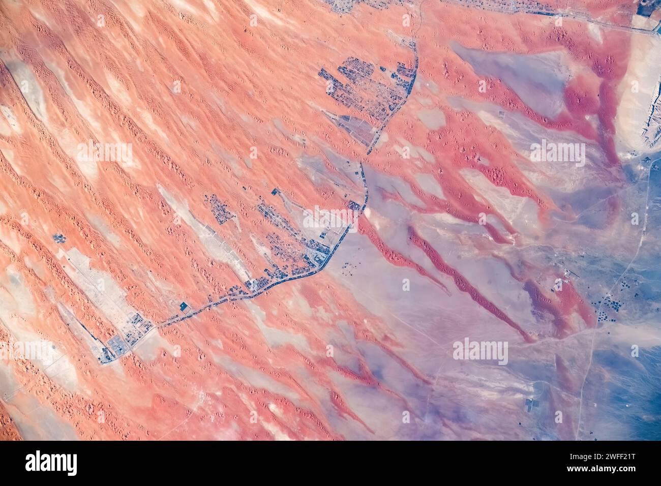 Paysage désertique ou terrain, frontière entre Oman et Émirats arabes Unis Banque D'Images