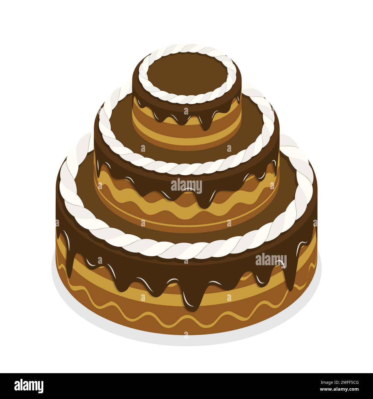 Concept de vecteur plat isométrique 3D de gâteau au chocolat. Illustration de Vecteur