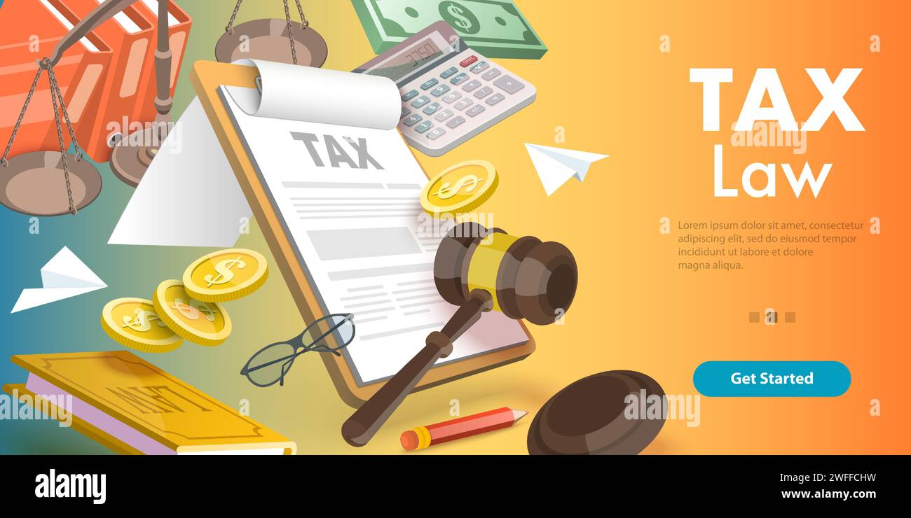 Vecteur 3D Illustration conceptuelle du droit fiscal, de la législation et des règlements fiscaux Illustration de Vecteur