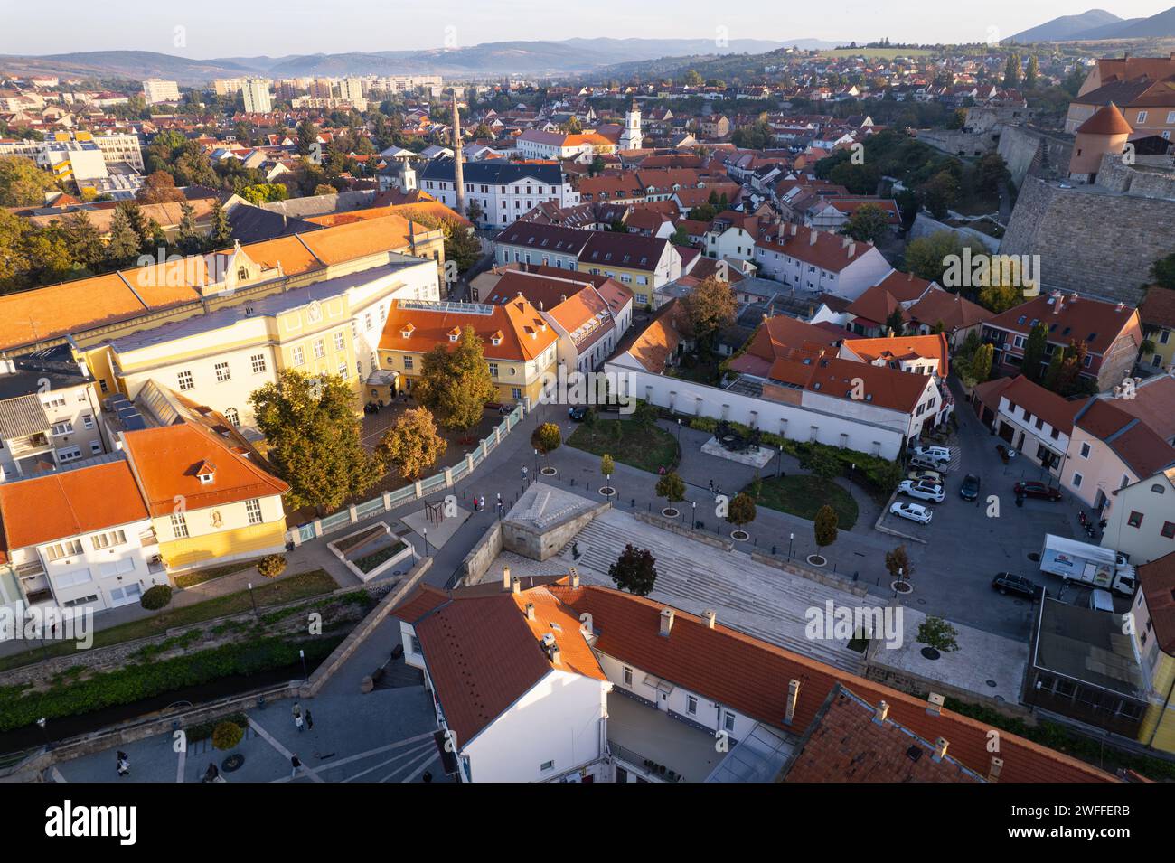 Ville d'Eger en Hongrie, photo drone Banque D'Images