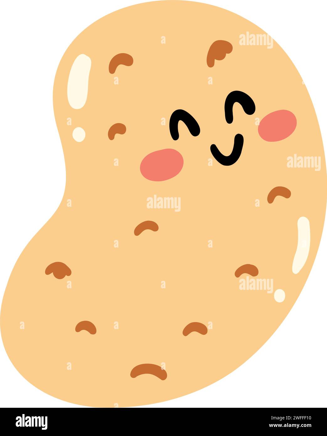 Mignonne pomme de terre dessinée à la main souriante. Kawaii drôle de caractère végétal pour les enfants. Illustration de Vecteur