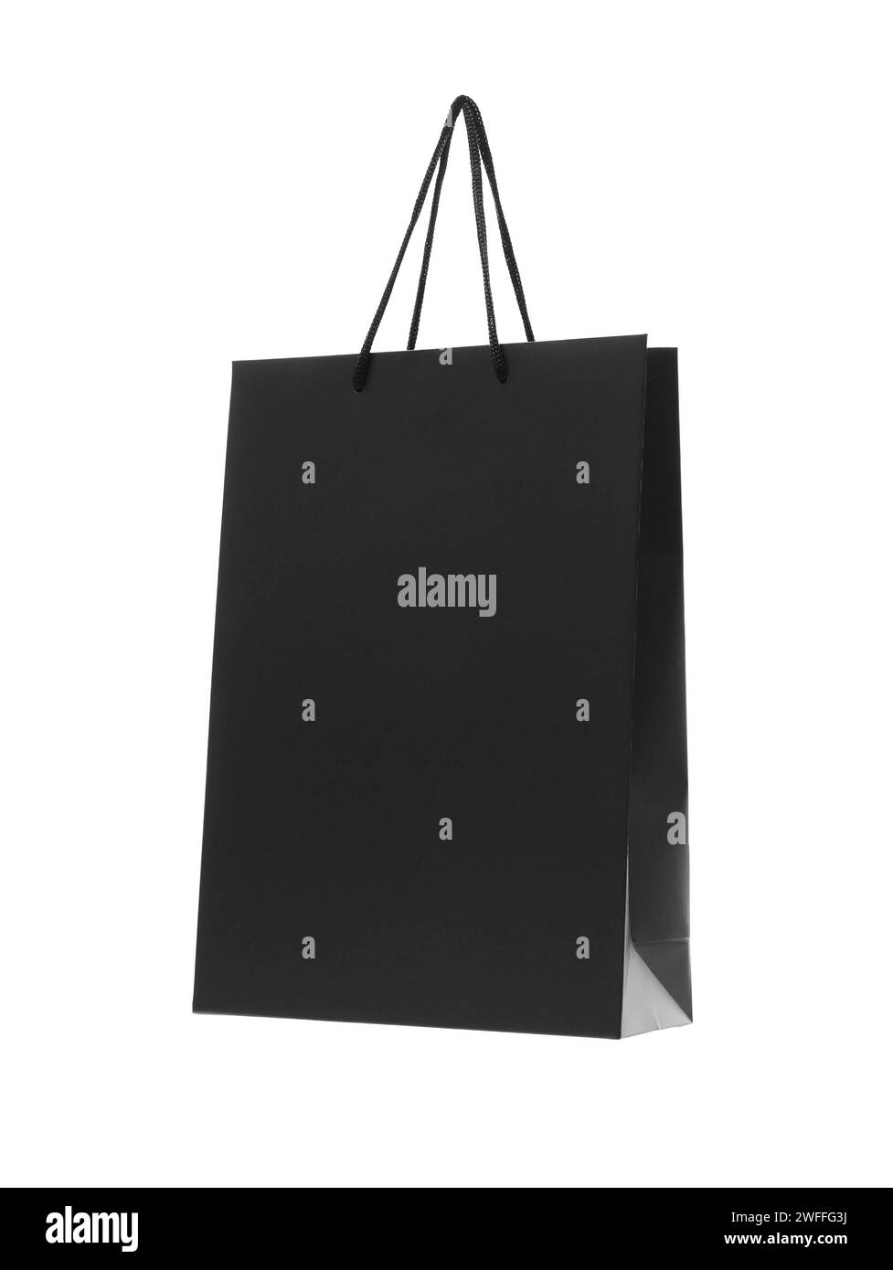 Sac à provisions en papier noir isolé sur blanc Banque D'Images