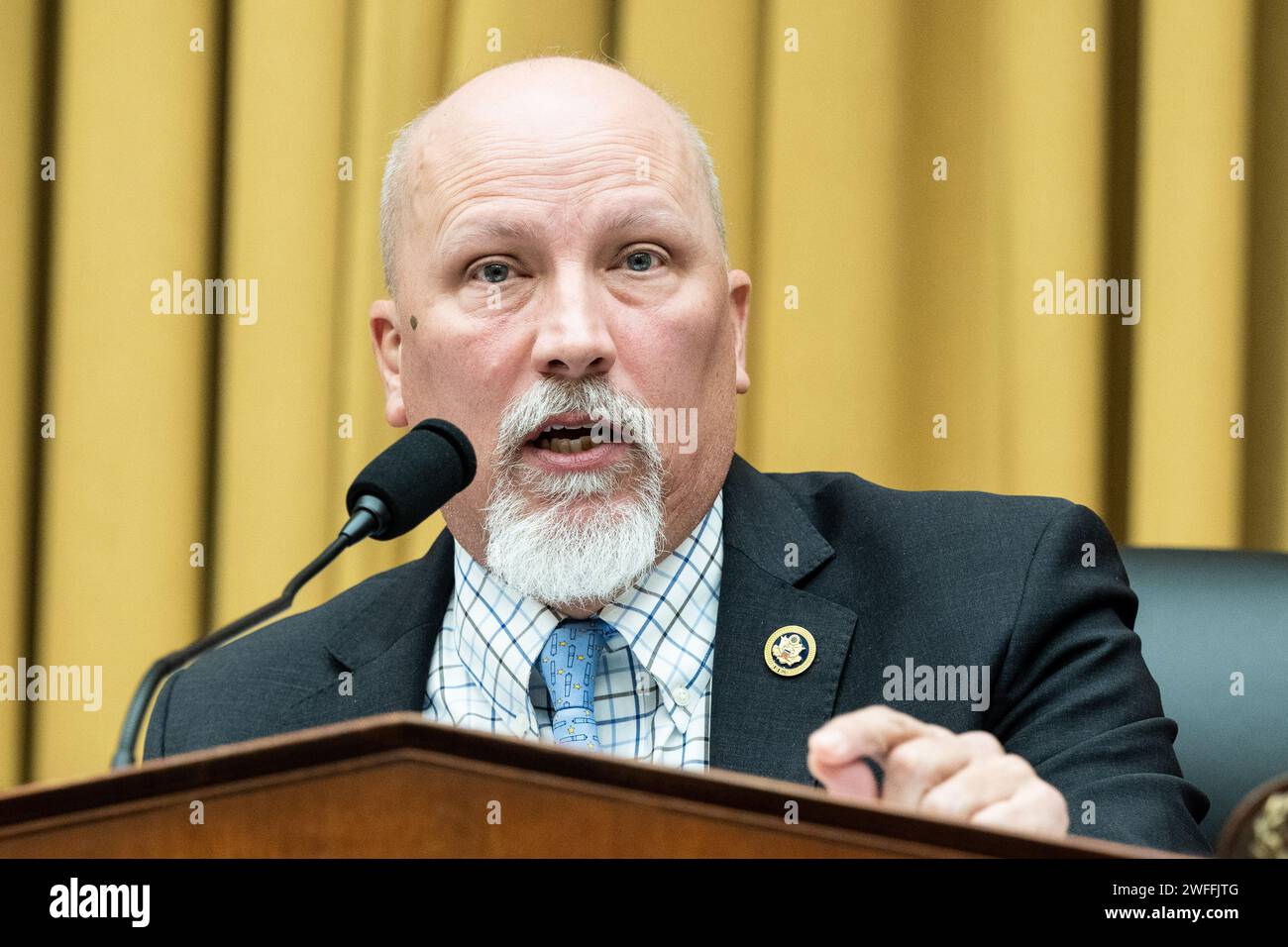 Washington, États-Unis. 30 janvier 2024. Représentant américain Chip Roy (R-TX) prenant la parole lors d'une audience du Comité de la Chambre sur le sous-comité de la magistrature sur la Constitution et le gouvernement limité au Capitole des États-Unis. Crédit : SOPA Images Limited/Alamy Live News Banque D'Images