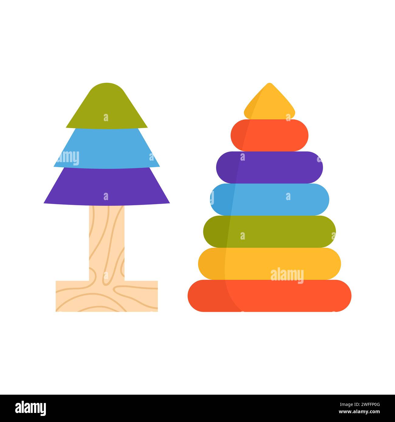 Jouets logiques de la petite enfance. Système Montessori pour illustration vectorielle de dessin animé pour enfants d'âge préscolaire Illustration de Vecteur