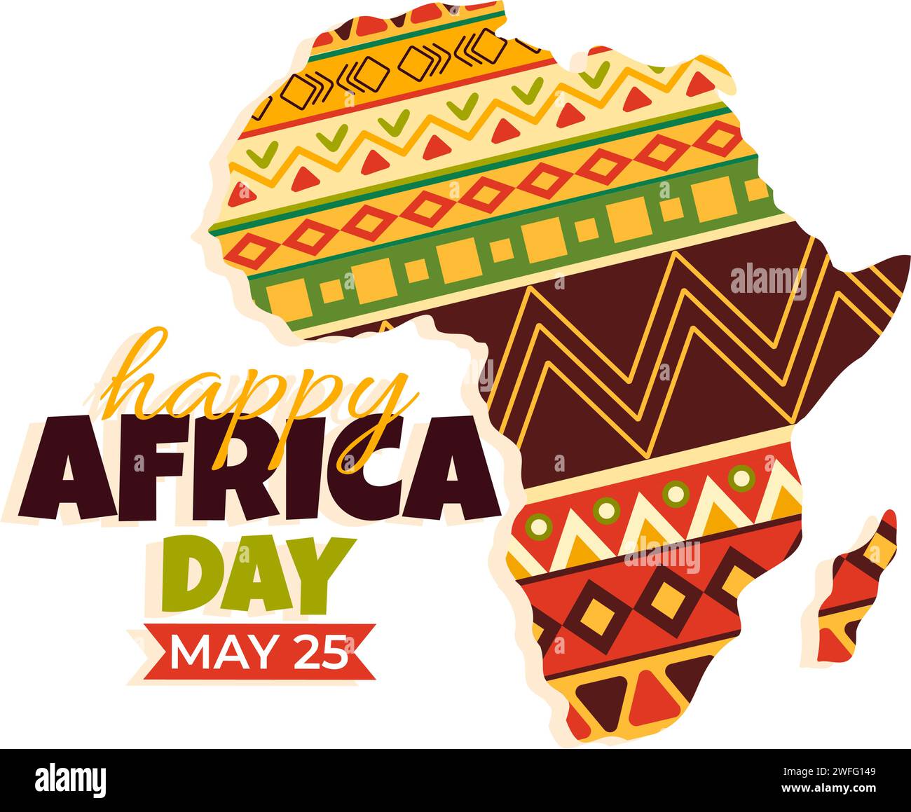 Joyeux jour de l'Afrique Illustration vectorielle le 25 mai avec Culture Figures tribales africaines et animaux typiques dans la flore et la faune fond de dessin animé plat Illustration de Vecteur