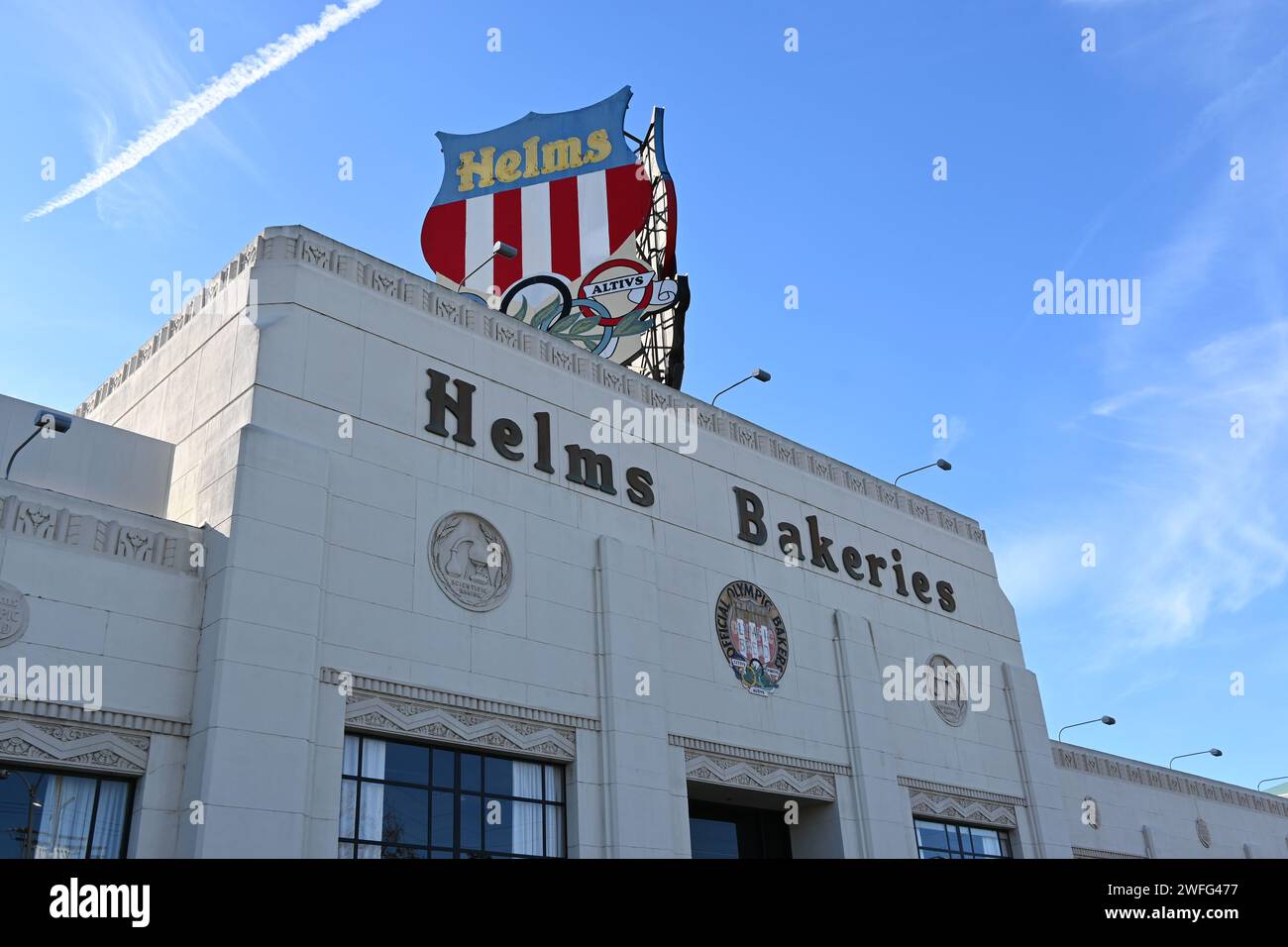 CULVER CITY, CALIFORNIE - 28 JANVIER 2024 : panneau Helms Bakeries dans le quartier historique de Helms Bakery. Banque D'Images