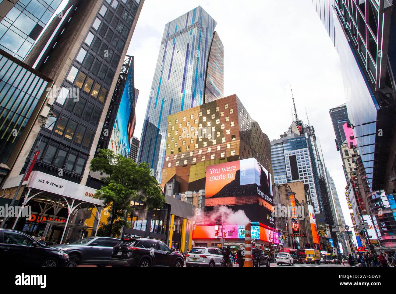 New York : panneaux publicitaires à Manhattan Banque D'Images