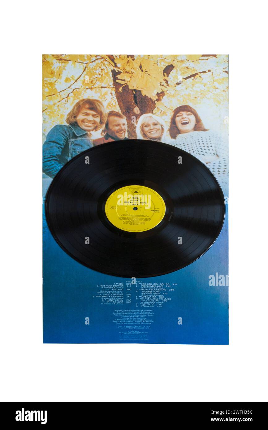 Abba Greatest Hits album vinyle LP couverture isolée sur fond blanc - 1975 1976 Banque D'Images