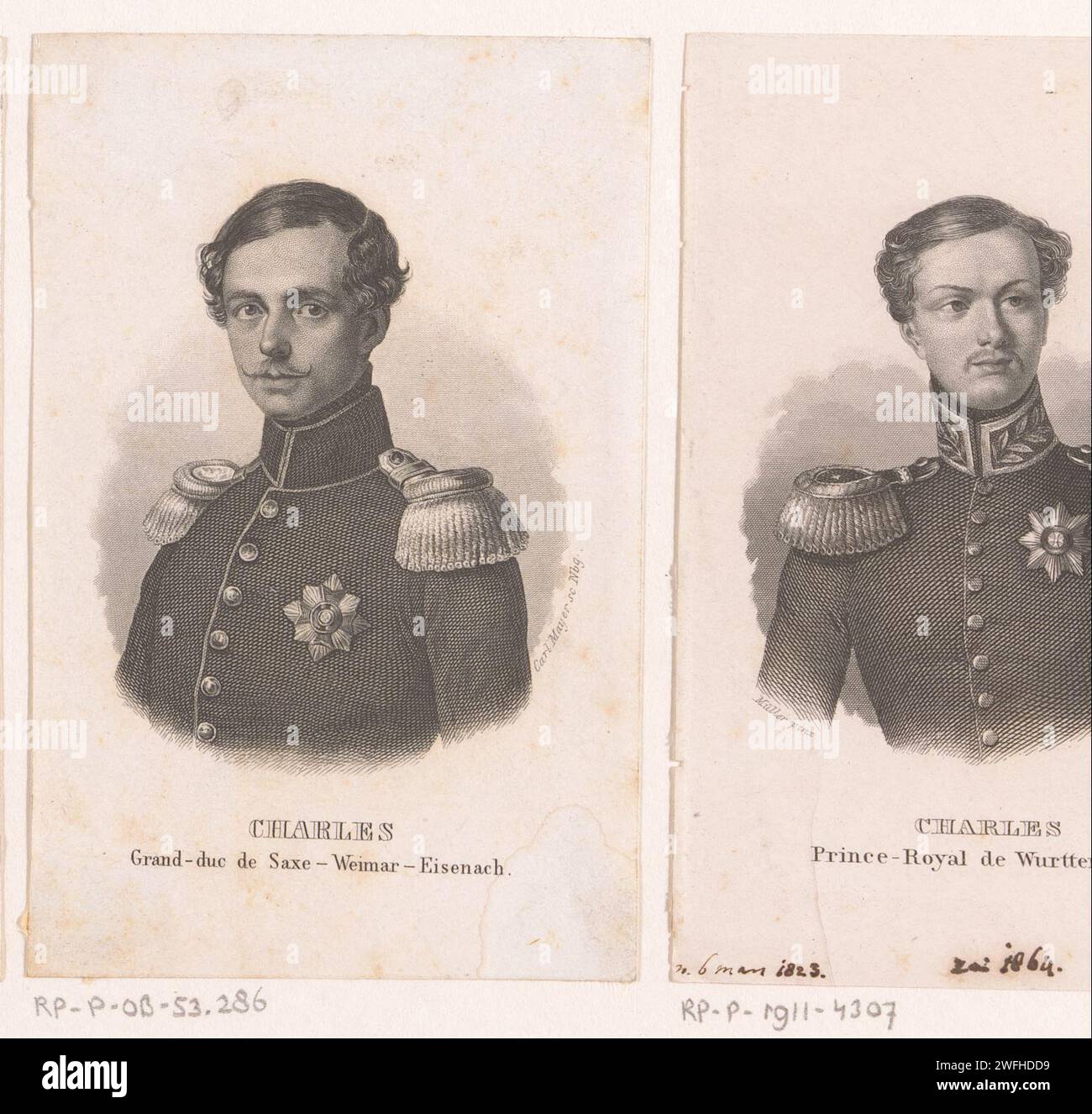 Portrait de Karl Alexander, Grand-Duc de Saxe Weimar Eisenach, Carl Mayer, 1818 - 1868 copies Nuremberg papier gravure sur acier personnages historiques Banque D'Images