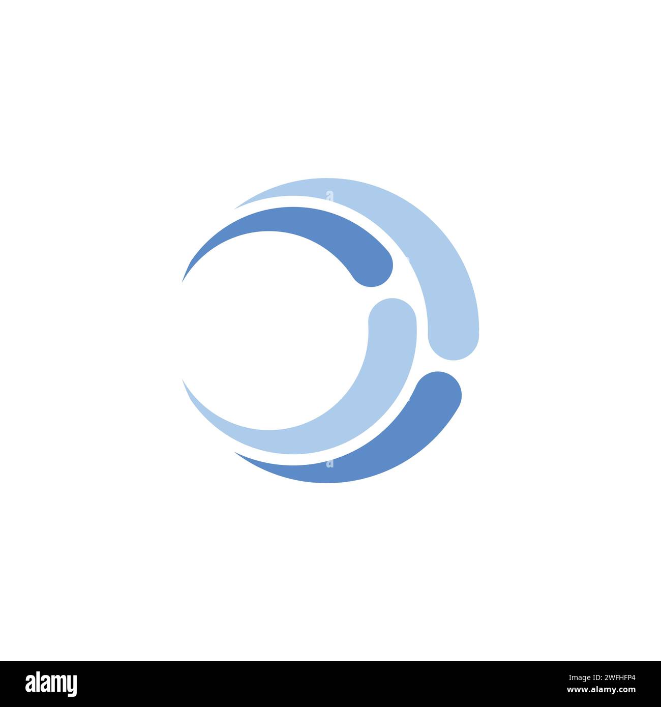 Logo Circle Waves, symbole d'eau bleu sphère, conception vectorielle d'icône de vent tourbillon, conception vectorielle de symbole d'icône de symbole de vague bleue Illustration de Vecteur