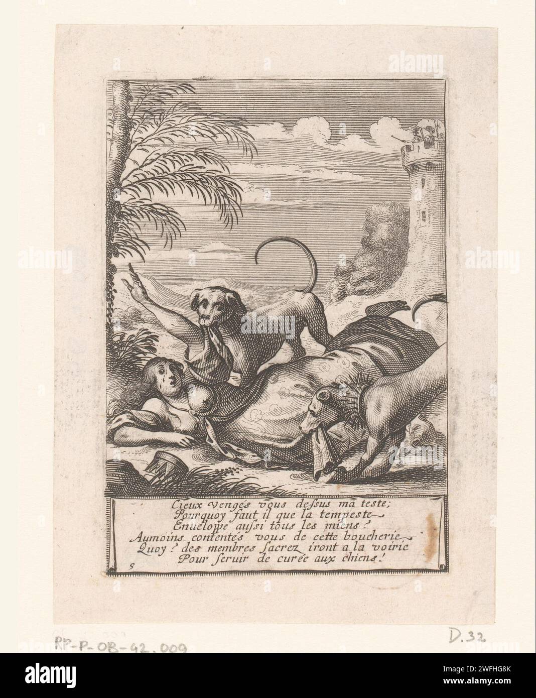 Corps d'Izebel dévoré par les chiens, Abraham bosse, 1635 papier gravure / gravure les chiens mangent le corps de Jezebel. chien Banque D'Images