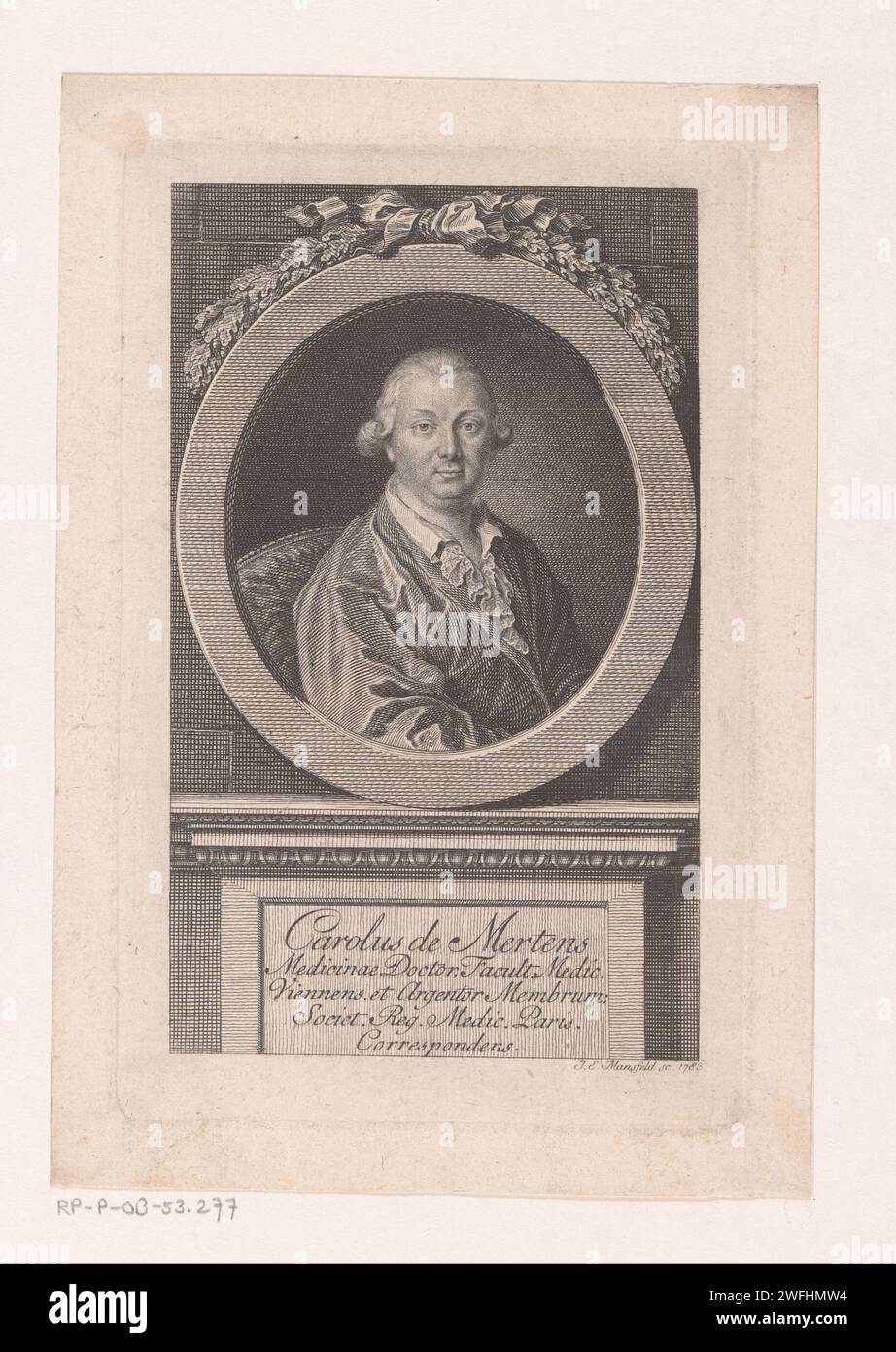 Portrait van Carl von Mertens, Johann Ernst Mansfeld, 1783 papier gravure / gravure de personnages historiques Banque D'Images