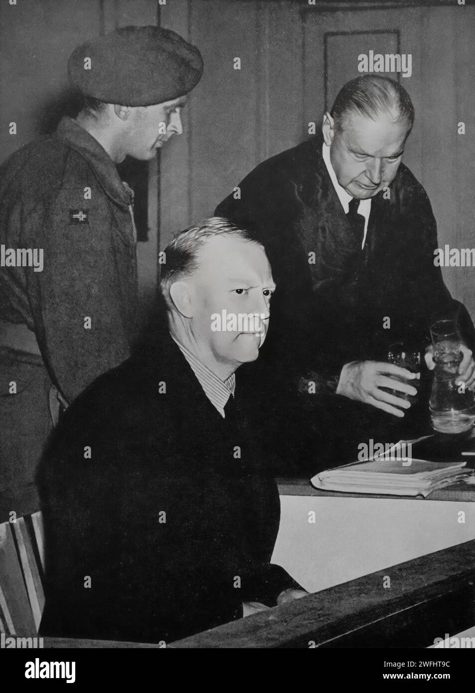 Vidkun Quisling était un officier militaire norvégien, homme politique et collaborateur nazi qui dirigeait nominalement le gouvernement de la Norvège pendant l'occupation du pays par l'Allemagne nazie pendant la Seconde Guerre mondiale En raison de sa collaboration avec l'Allemagne nazie, il a été jugé, reconnu coupable de détournement de fonds, meurtre, condamné à mort et exécuté par peloton d'exécution à la forteresse Akershus, Oslo, le 24 octobre 1945. Banque D'Images