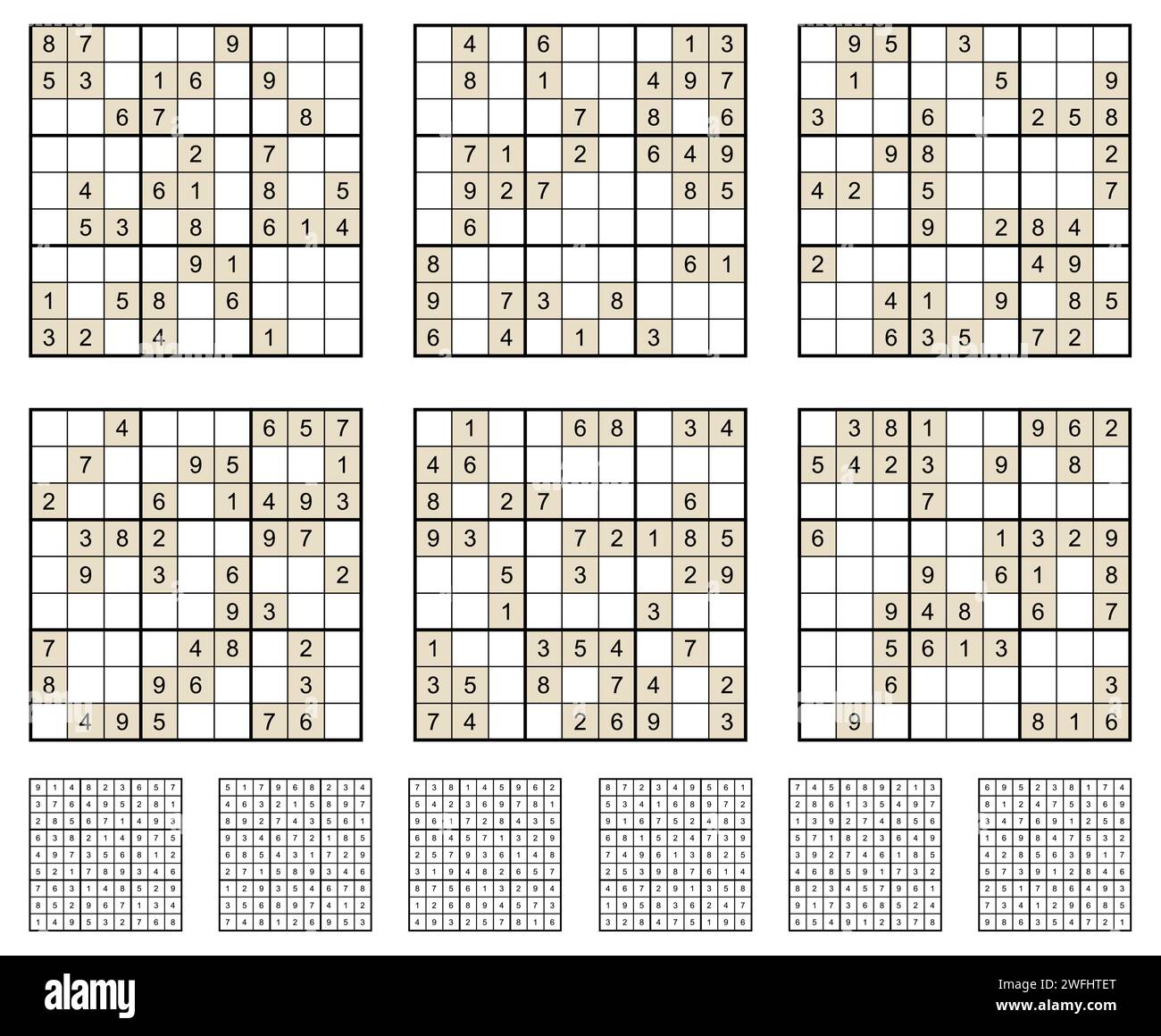Jeu de Sudoku avec réponses. Illustration de Vecteur
