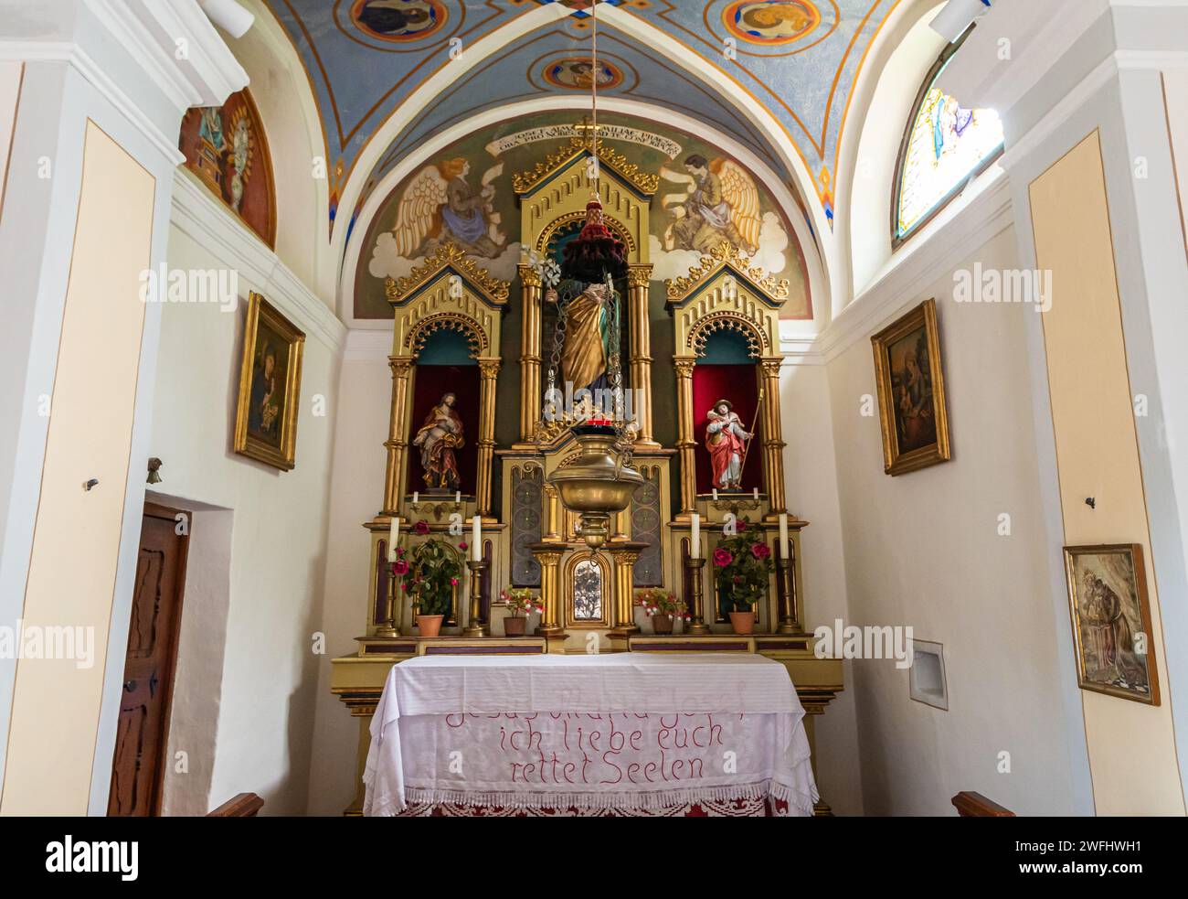 Intérieur de l'église Saint Joseph, Costalovara, plateau de Renon (Ritten), province de Bolzano, Tyrol du Sud, Trentin-Haut-Adige, Italie du Nord, Europe, J Banque D'Images