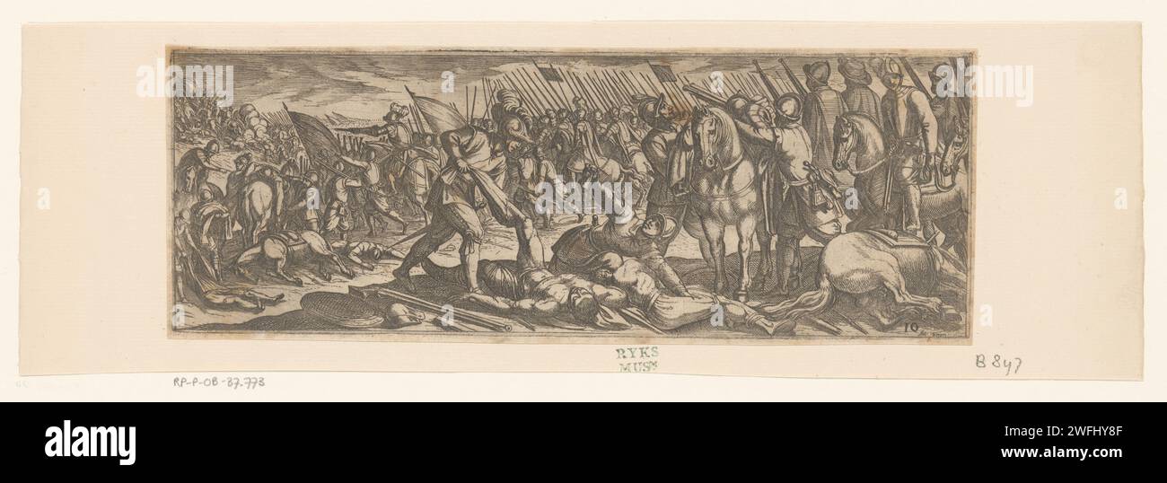 Les soldats victorieux volent les possessions des morts, Antonio Tempesta, 1599 imprimer Italie papier gravure du soldat ; la vie du soldat. guerre ; affaires militaires (+ cavalerie, cavaliers) Banque D'Images