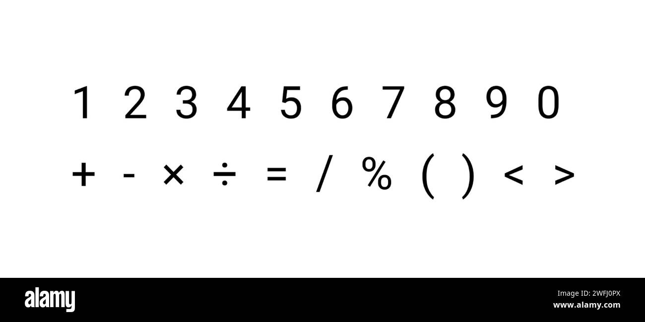 Ensemble de nombres et de symboles mathématiques Banque D'Images
