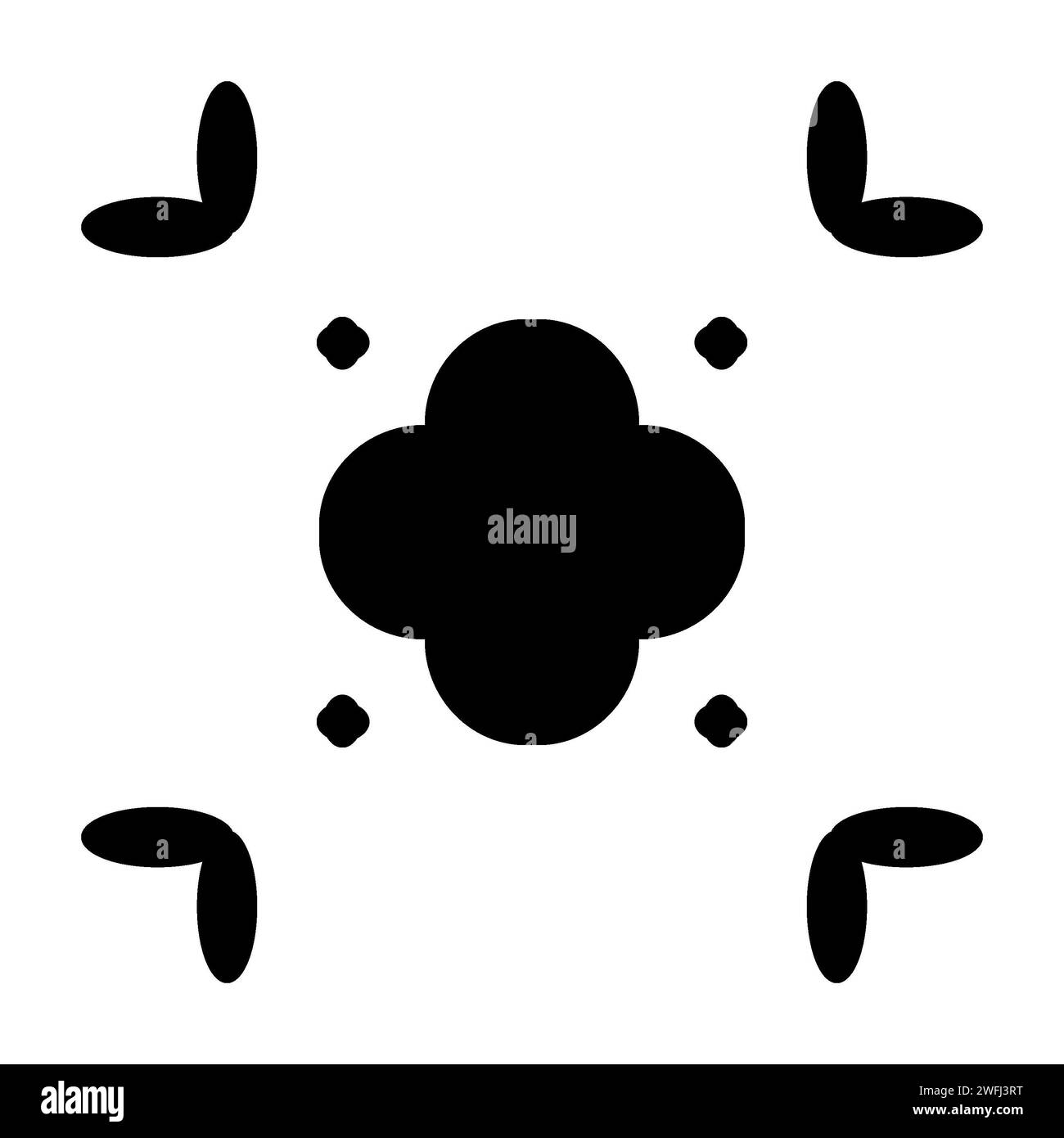 Motif de tuile de fleur. Illustration en noir et blanc Banque D'Images