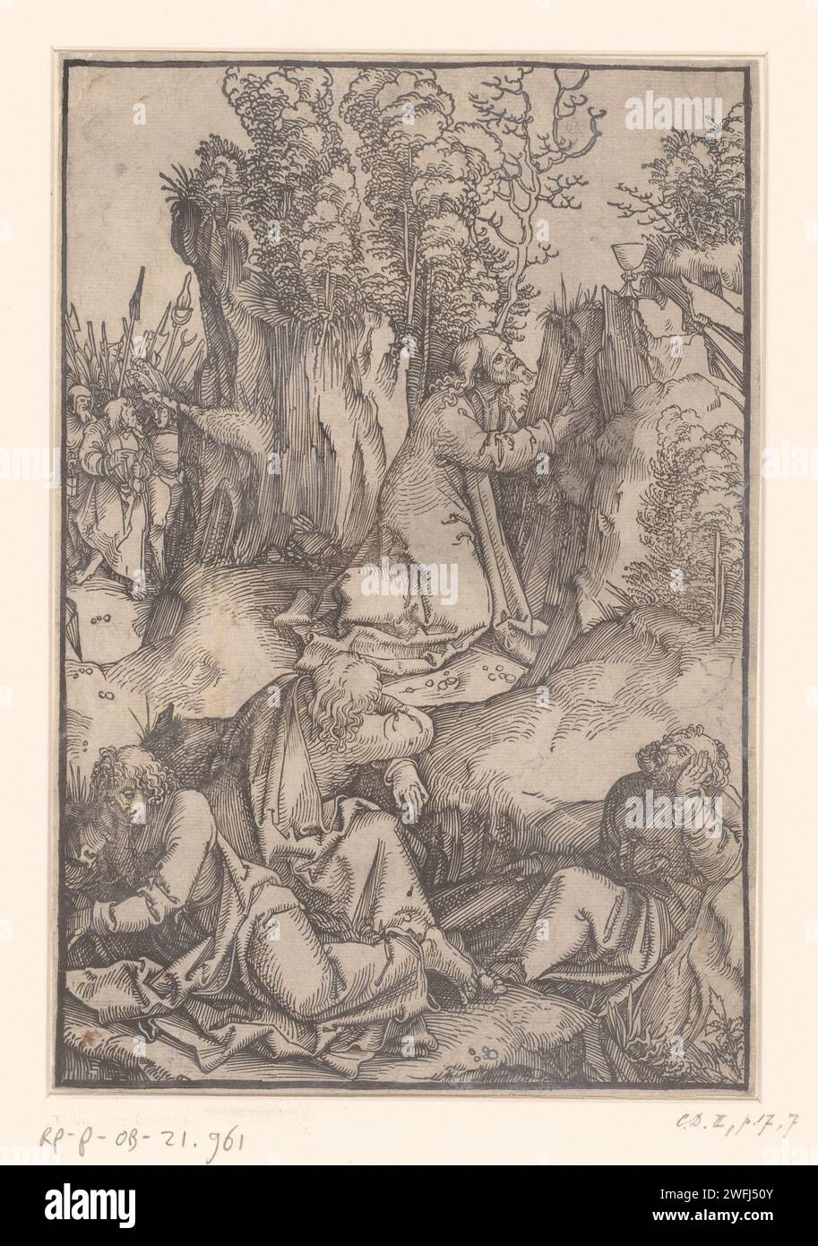 Christ dans le Hof van Getsemane, Anonyme, Hans Schäufelein, 1506 - 1507 papier imprimé la prière du Christ dans le jardin de Gethsémani pendant la nuit Banque D'Images