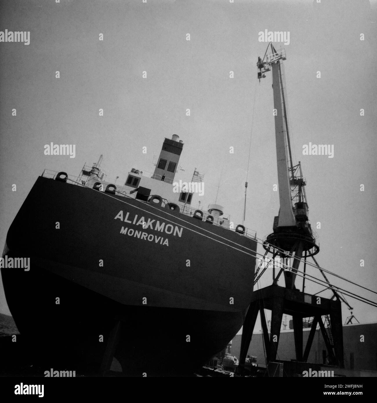 Photographie altérée, chantier naval, Ermopouli, île de Syros, Cyclades, Grèce Banque D'Images