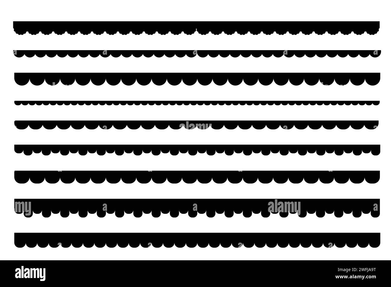 Bordure festonnée simple diviseur ornement bordure découpée décoration isolée sur fond blanc. . Illustration vectorielle Illustration de Vecteur