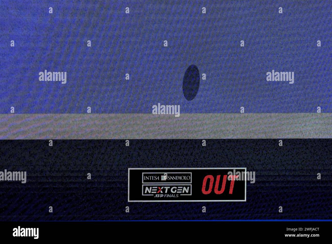 Point de contrôle de la technologie vidéo lors d'un match de tennis du championnat NextGen à Milan Banque D'Images