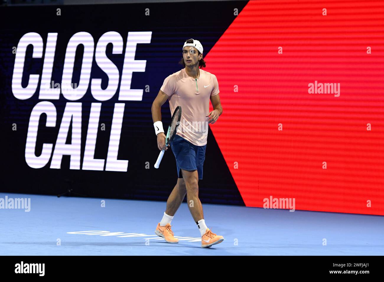 Point de contrôle de la technologie vidéo lors d'un match de tennis du championnat NextGen à Milan Banque D'Images