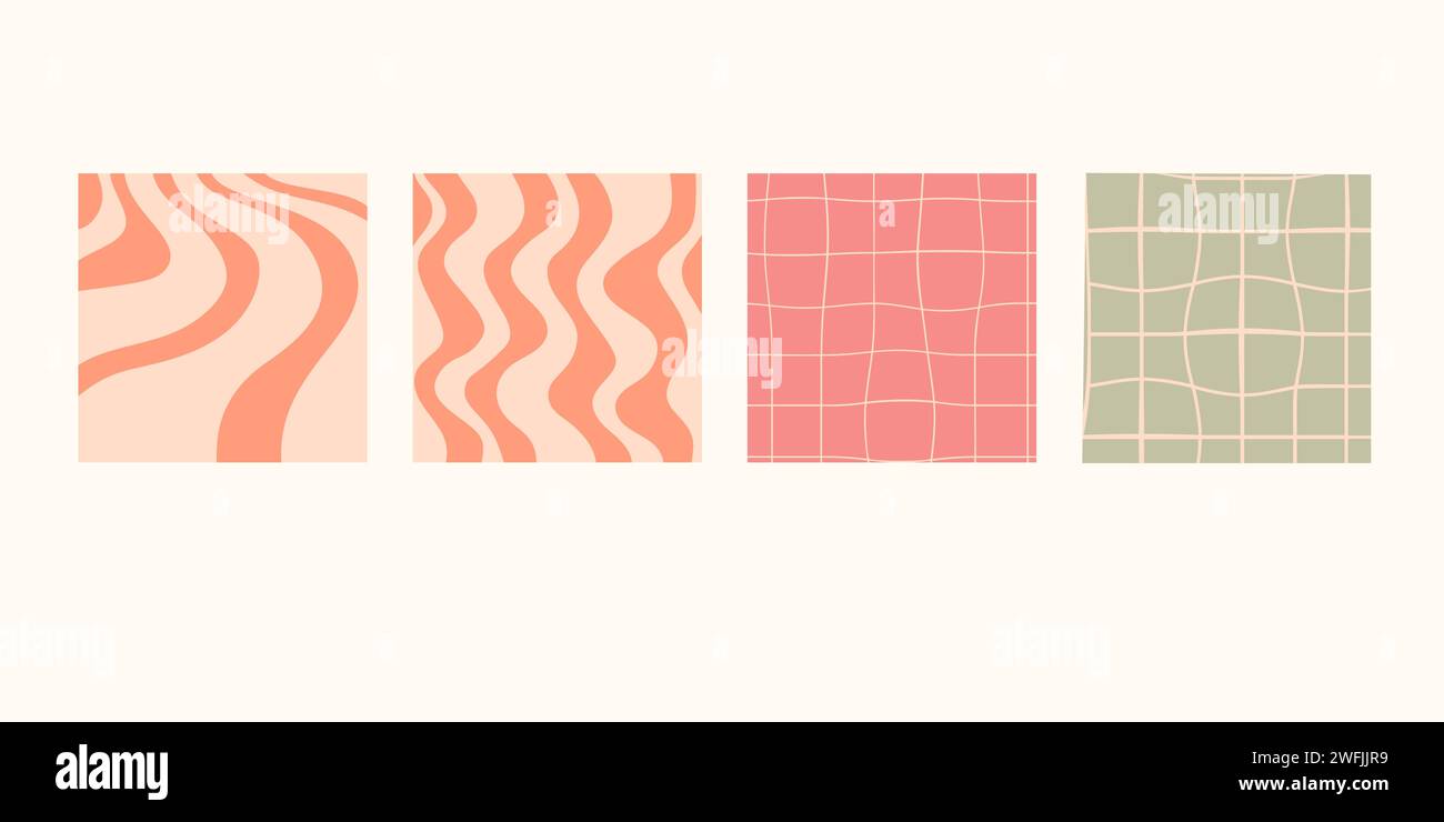 Ensemble de fonds hippie groovy. Illustration vectorielle. Illustration de Vecteur