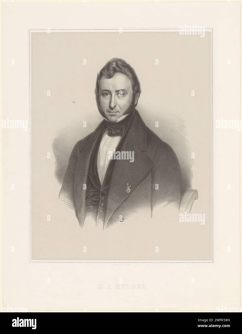 Portrait de Gerardus Johannis Mulder, Franciscus Bernardus Waanders, 1822 - 1845 tirage papier Dordrecht. personnages historiques Banque D'Images