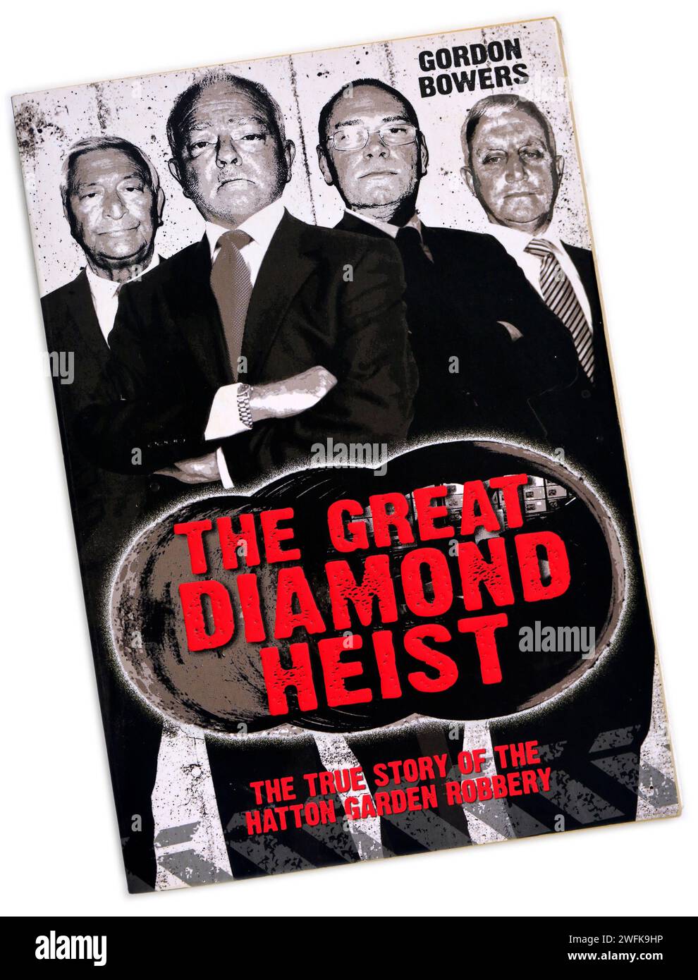 The Great Diamond Heist de Gordon Bowers. Vrai crime. Couverture de livre sur fond blanc. Configuration du studio. Banque D'Images