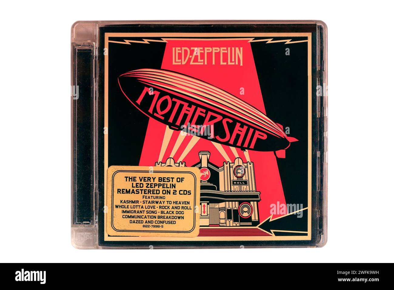 Pochette CD LED Zeppelin - Mothership. Studio mis en place sur fond blanc. Banque D'Images