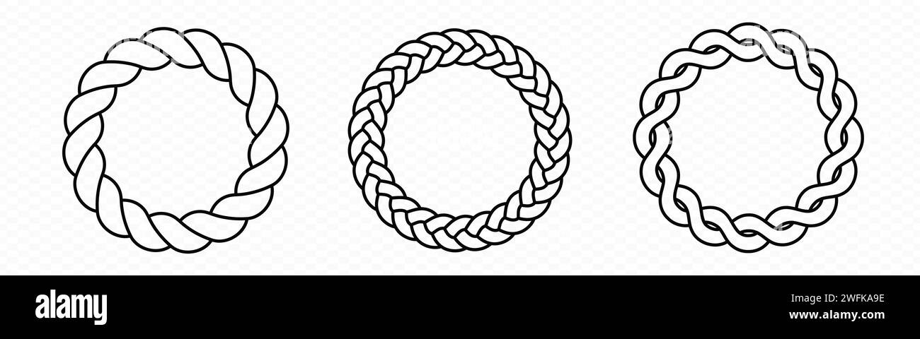 Cadre circulaire tressé. Anneau tressé rond. Illustration de Vecteur