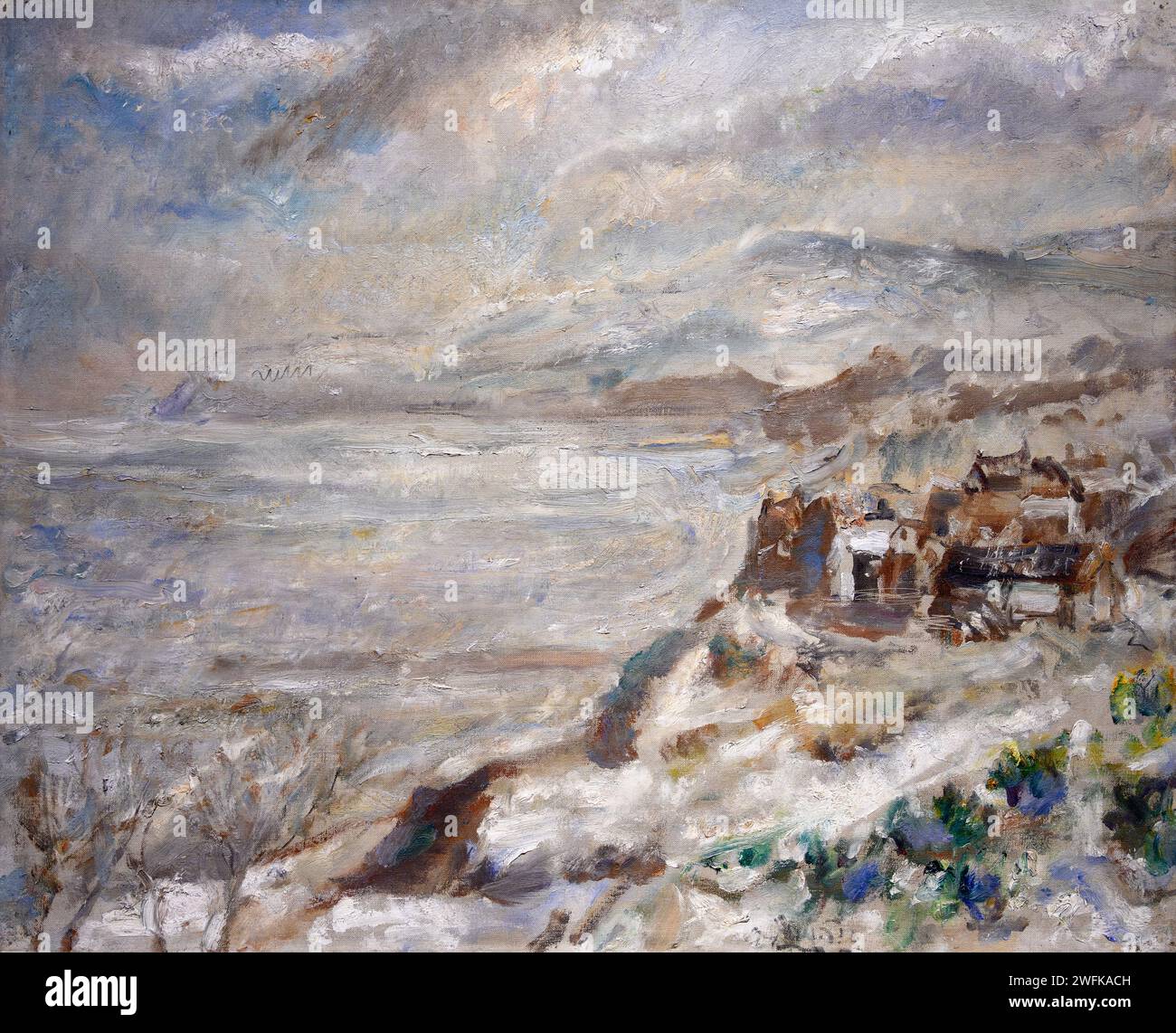 Ethel Walker. Tableau intitulé 'Robin Hood's Bay in Winter' de l'artiste écossaise Dame Ethel Walker (1861-1951), huile sur toile Banque D'Images