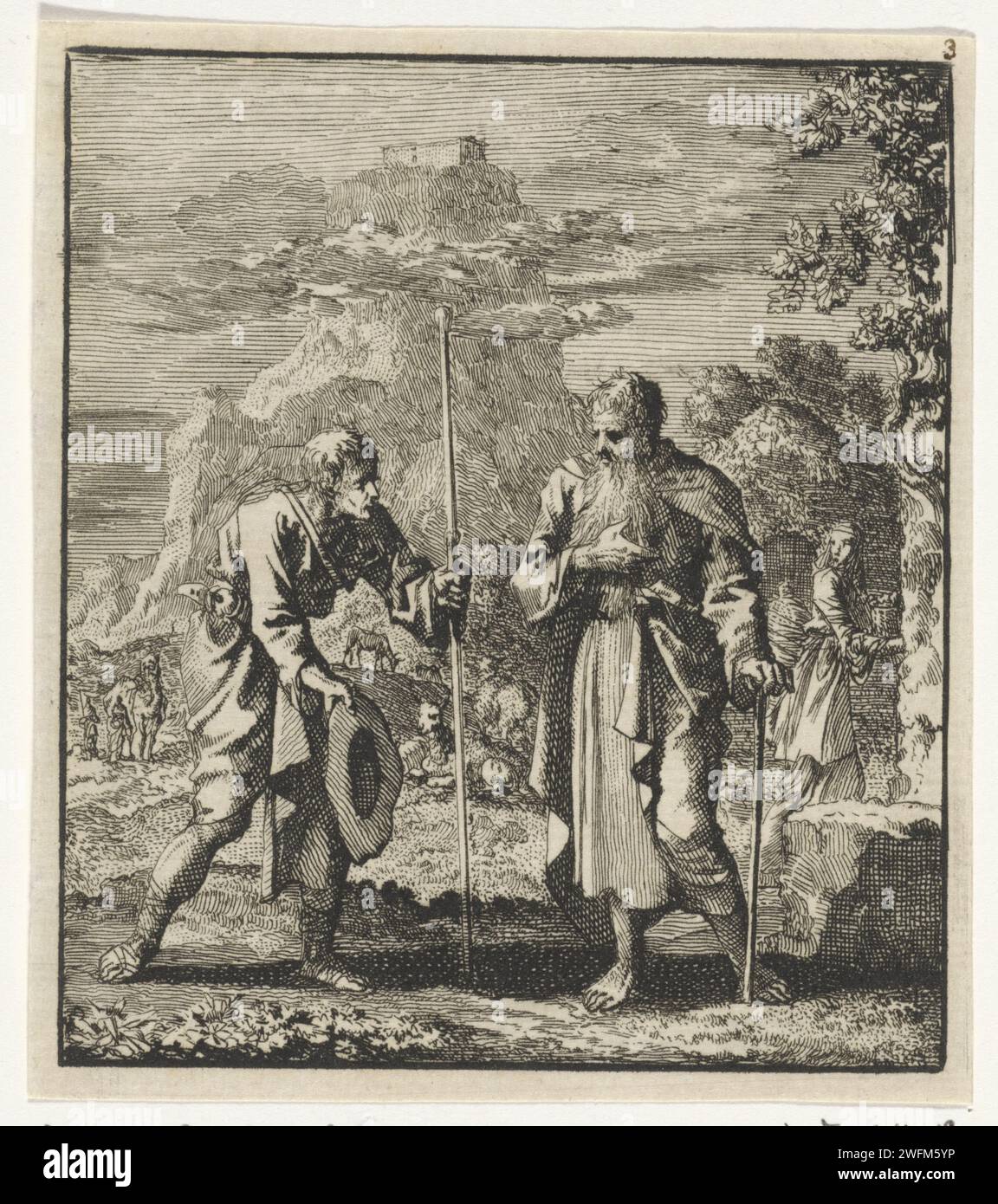 Walking Soul Meets Noah, Jan Luyken, 1706 Print Amsterdam paper gravure de l'âme. Personnes masculines de l'ancien Testament (avec NOM) (pas dans le contexte biblique) Banque D'Images