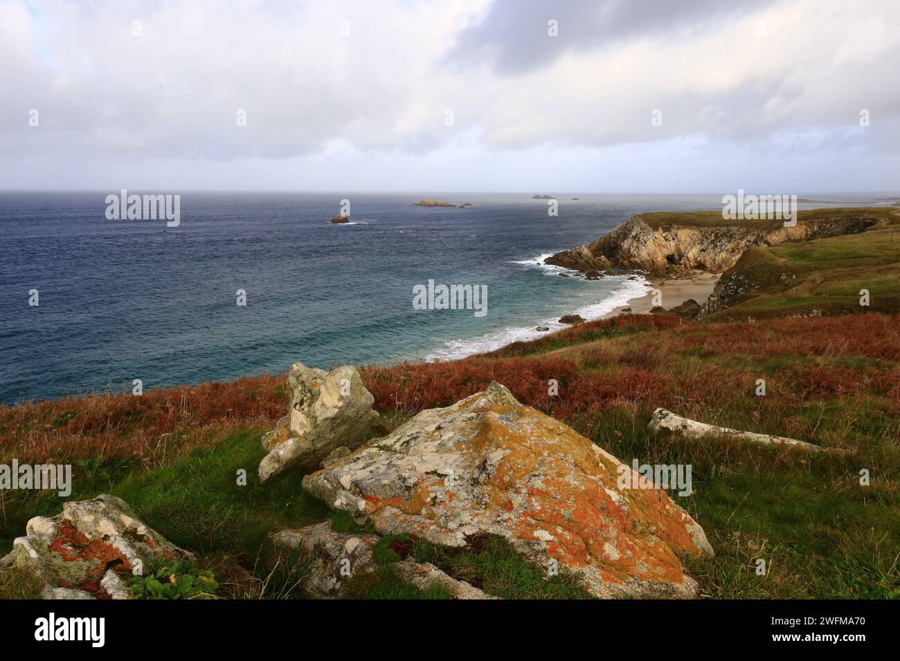 La pointe de Corsen est le point le plus occidental de la France continentale, situé à l'ouest de Brest dans la commune de Plouarzel, Finistère, Bretagne Banque D'Images