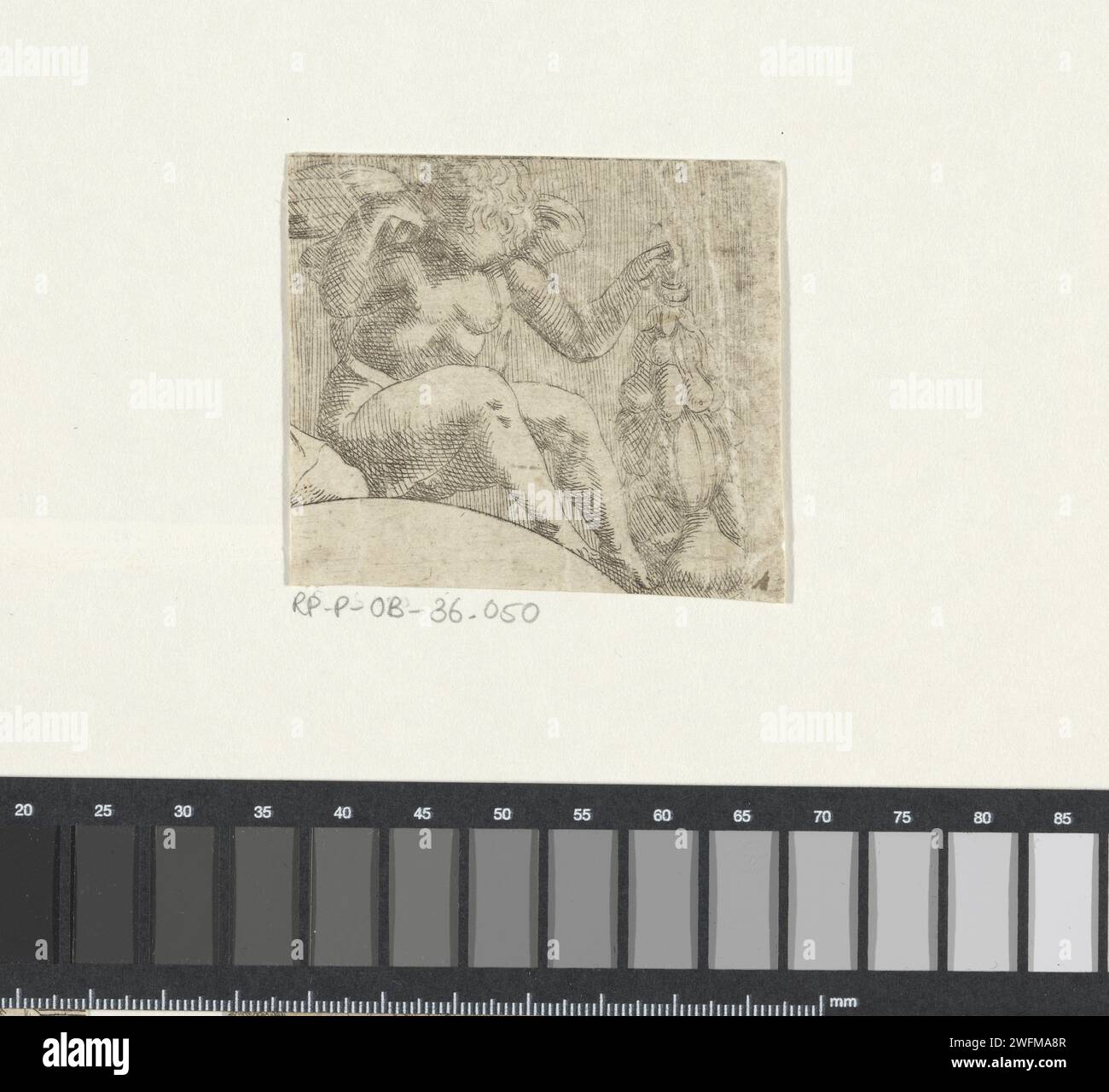 Fragment de Jupiter envoie les trois déesses de l'avis de Paris, Antonio Fantuzzi (attribué à), 1543 print Fontainebleau papier gravure Cupids : 'Amoress', 'Amoretti', 'Putti' Banque D'Images