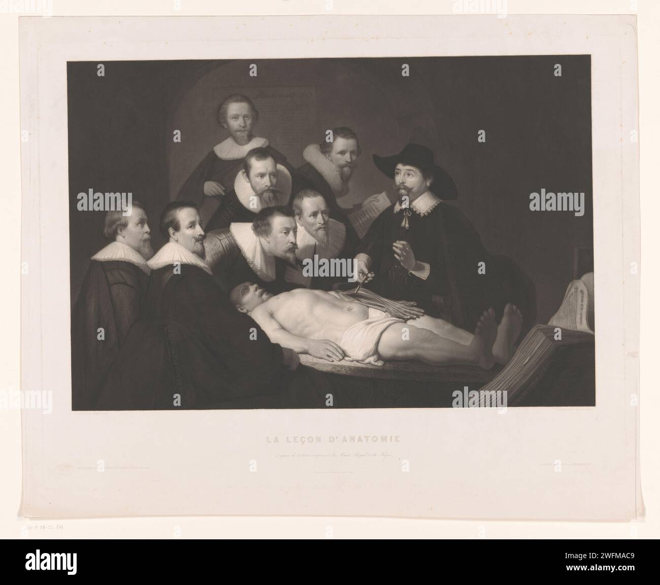 Leçon d'anatomie de Nicolaes Tulp, 1851 imprimeur : Amsterdampublisher : Amsterdampublisher : leçon d'anatomie sur papier de Londres Banque D'Images
