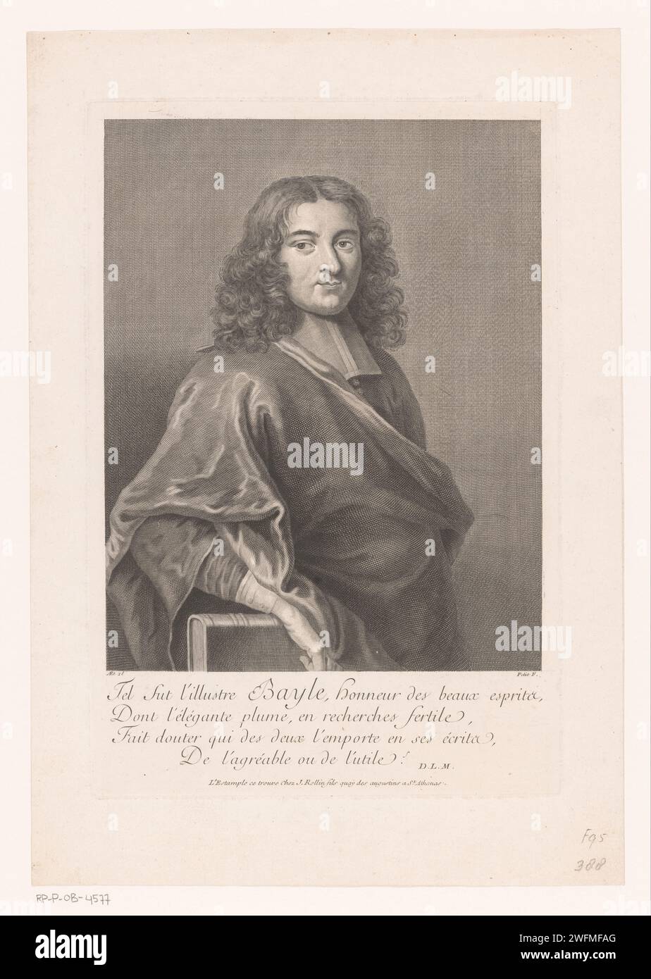 Portret van Pierre Bayle, Gille Edme petit, 1706 - 1760 imprimer papier gravure / gravure de personnages historiques. érudit, philosophe Banque D'Images