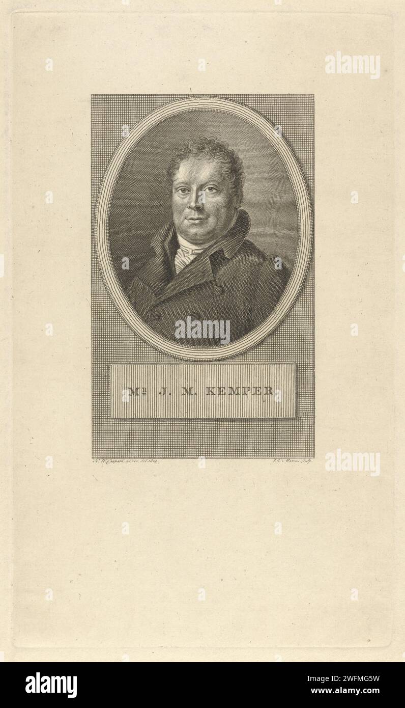 Portret van Joan Melchior Kemper, Jacob Ernst Mark, d'après Hendrik Willem Caspari, 1814 - 1817 print Portrait de l'avocat et homme d'État Joan Melchior Kemper. Gravure sur papier Amsterdam Banque D'Images