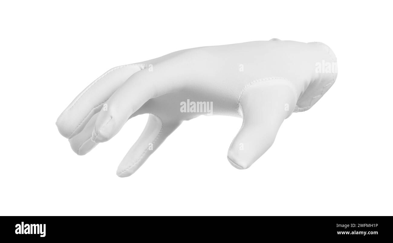 Magicien tenant quelque chose sur fond blanc, gros plan Banque D'Images