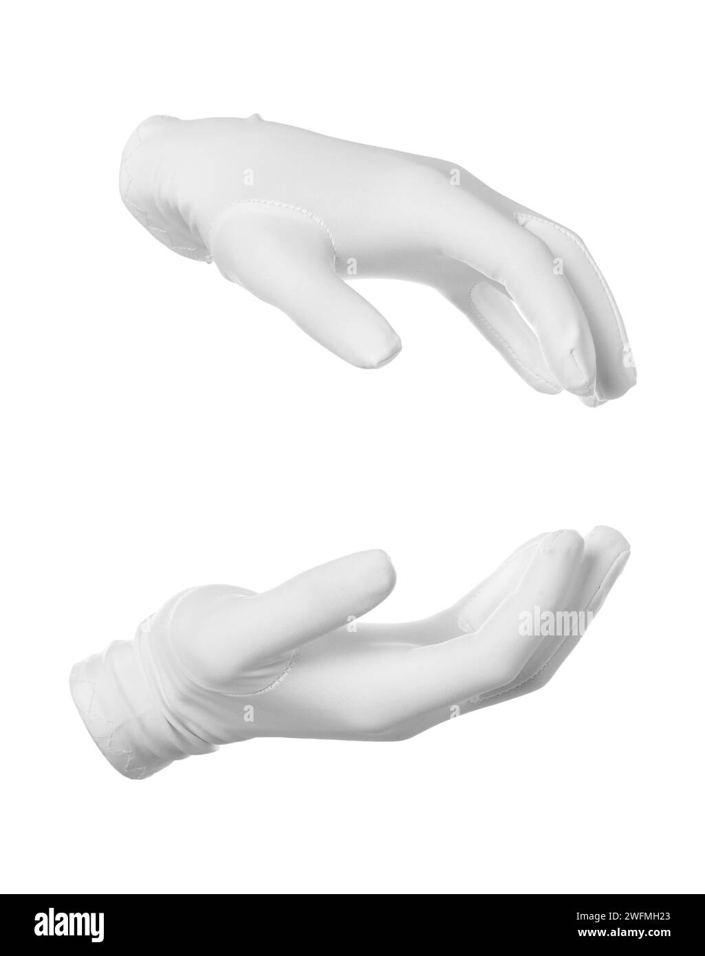 Magicien tenant quelque chose sur fond blanc, gros plan Banque D'Images