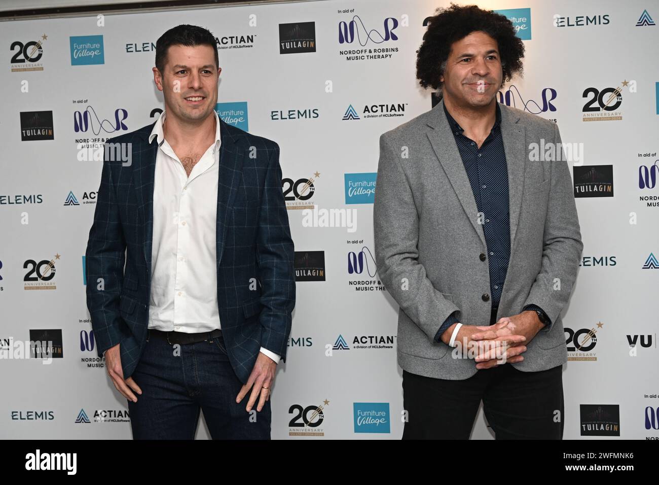 Londres, Royaume-Uni. 31 janvier 2024. Charles Hodgson et Colin Charvis assistent au Nordoff and Robbins Legends of Rugby Dinner 2024 au Grosvenor House Hotel Londres, Royaume-Uni. Crédit : Voir Li/Picture Capital/Alamy Live News Banque D'Images