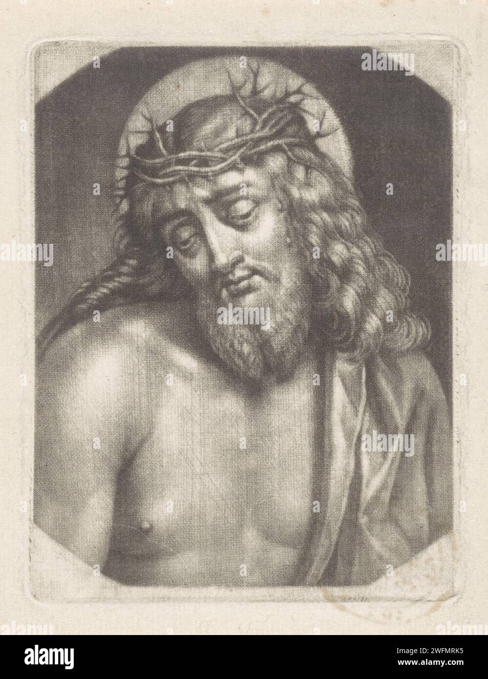 Christ avec Doornenkroon, Anonyme, 1650 - 1800 papier d'impression tête du Christ avec couronne d'épines Banque D'Images