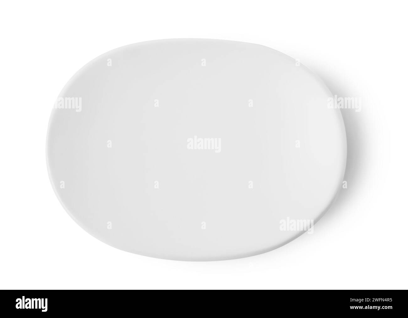 Accessoire de bain. Porte-savon en céramique isolé sur blanc, vue de dessus Banque D'Images